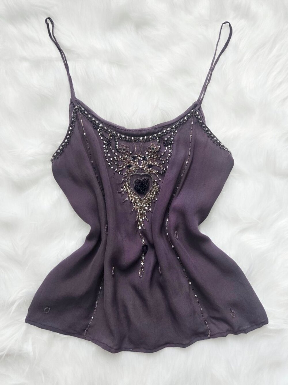Matthew Williamson Beaded Purple Sleeveless Tank Top Size 8 Small